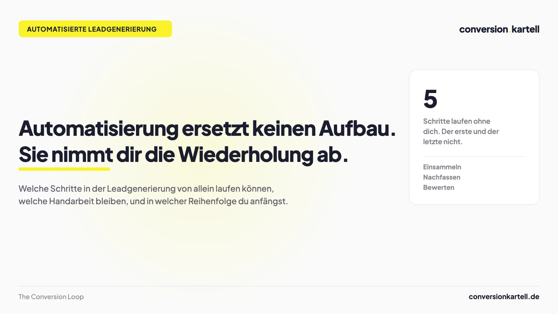 Automatisierte Leadgenerierung: fünf Schritte laufen ohne dich, der erste und der letzte nicht